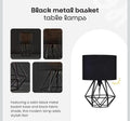 Black metal basket table lamp