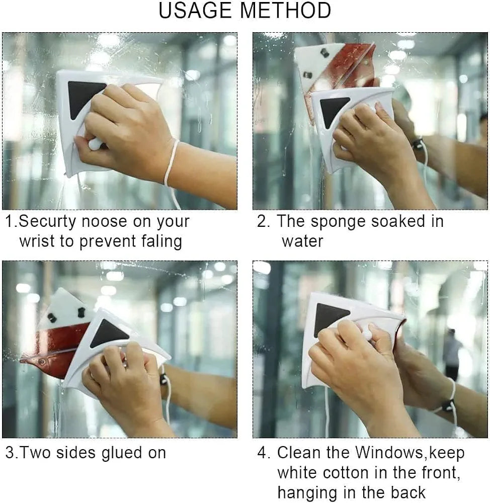 Dual headed magnetic glass cleaner
