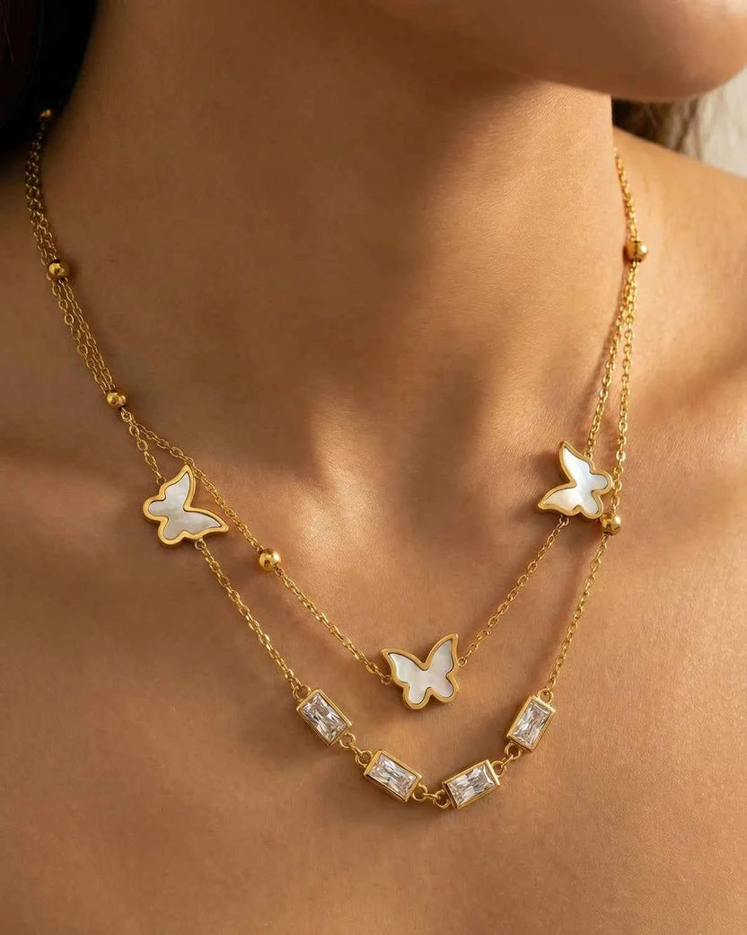 Korean Gold Plated Butterfly Necklace