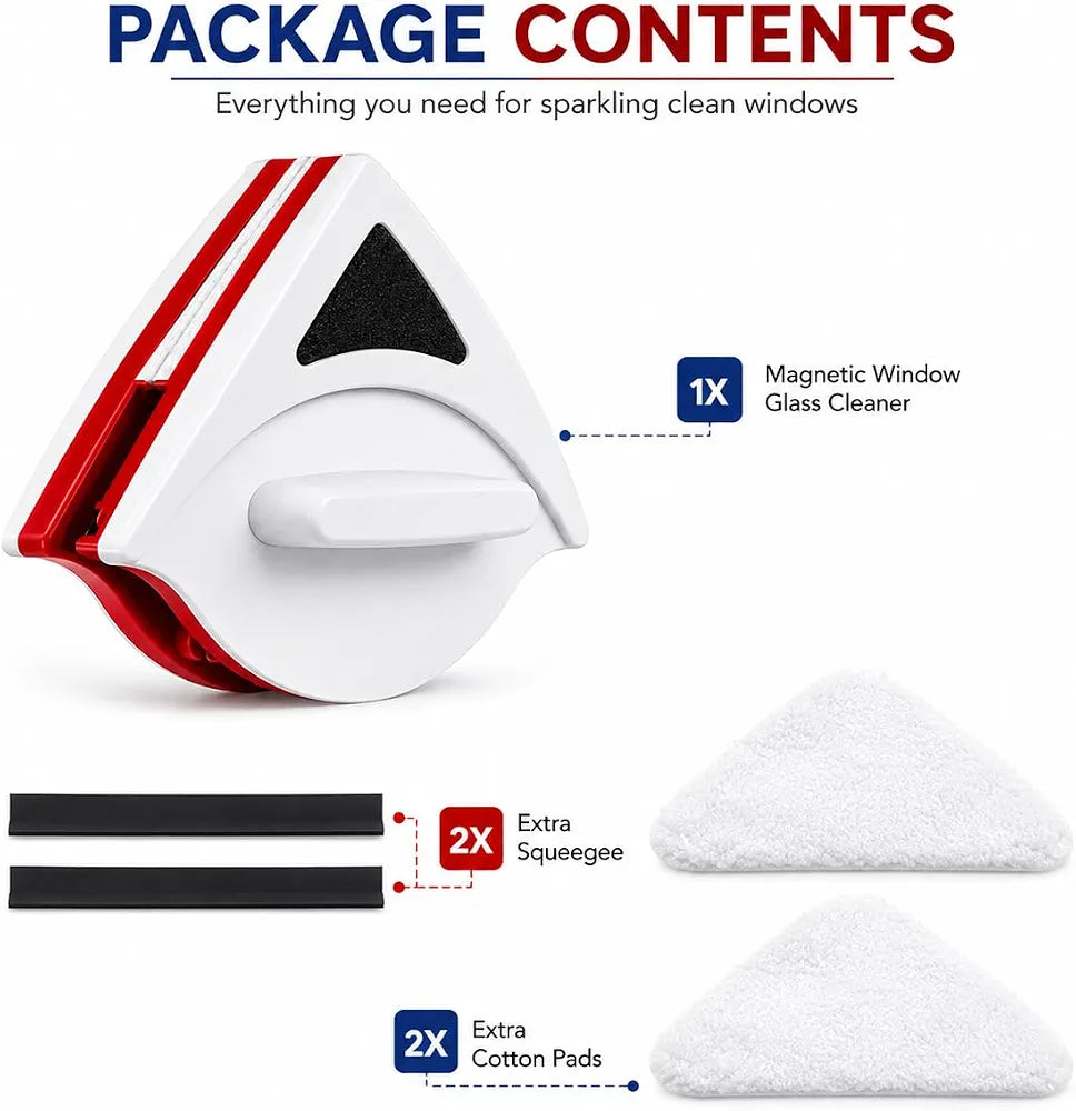 Dual headed magnetic glass cleaner